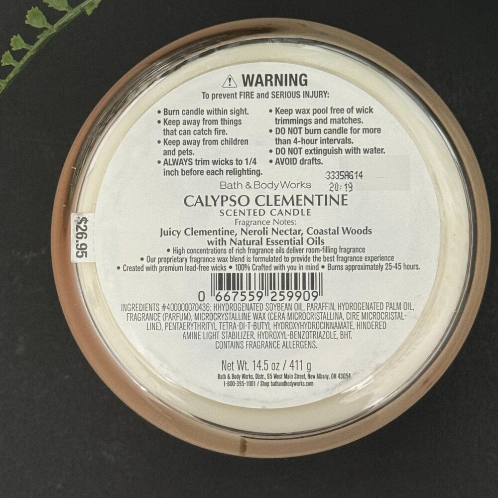 BBW Calypso Clementine Bath & Body Works 3 Wick Candle - Picture 10 of 10